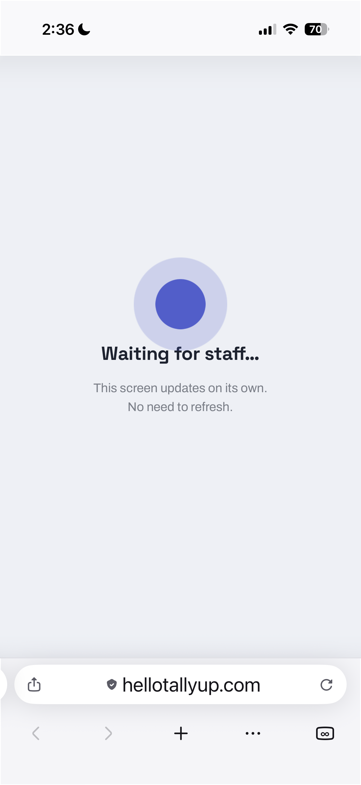 Check-in shown as waiting for staff to confirm